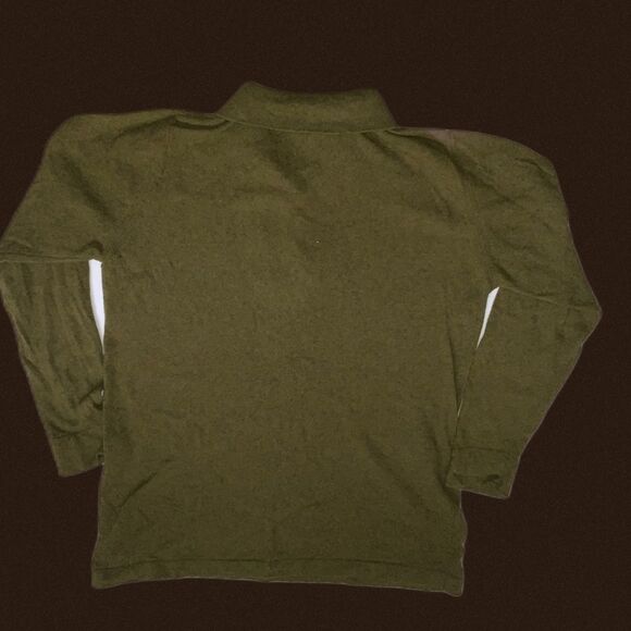 vintage wool sweater made‎ in italy olive green mock neck quarter button up - Picture 4 of 8